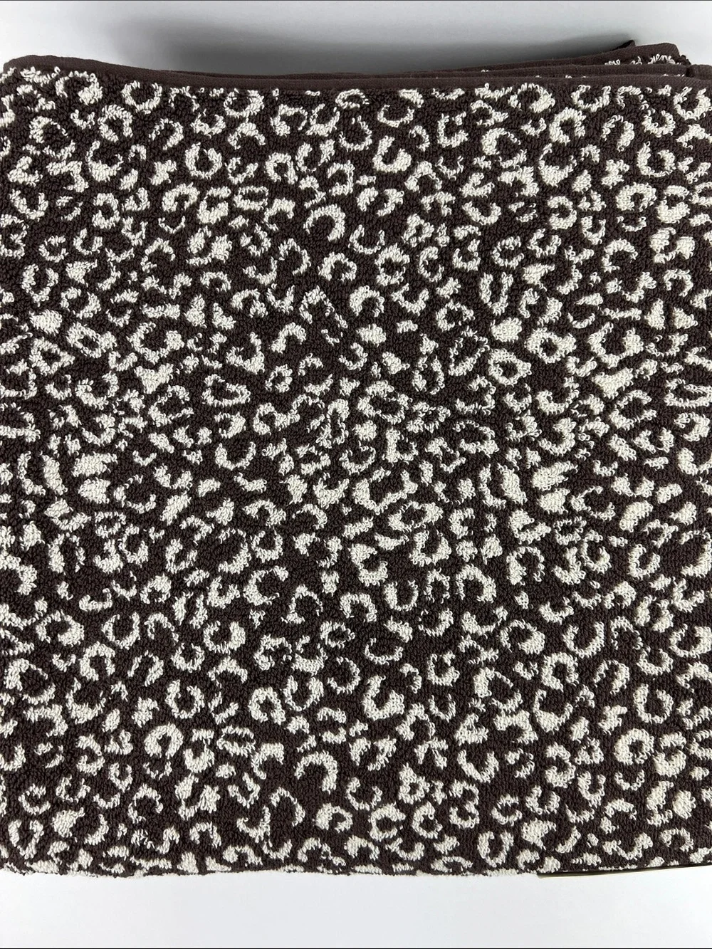 Rachel Zoe Bath Towels Leopard Print Dark Brown and Cream 100% Cotton 8 Pc NEW